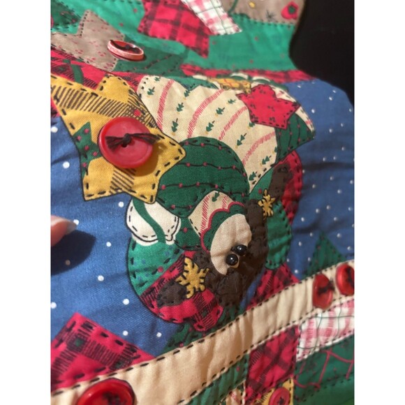 Handmade Christmas Stocking Patchwork Quilt Farmhouse Shabby 17" ANGEL BUTTONS - Picture 8 of 10